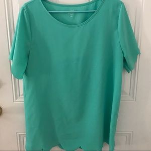 Scalloped edge short sleeve shirt